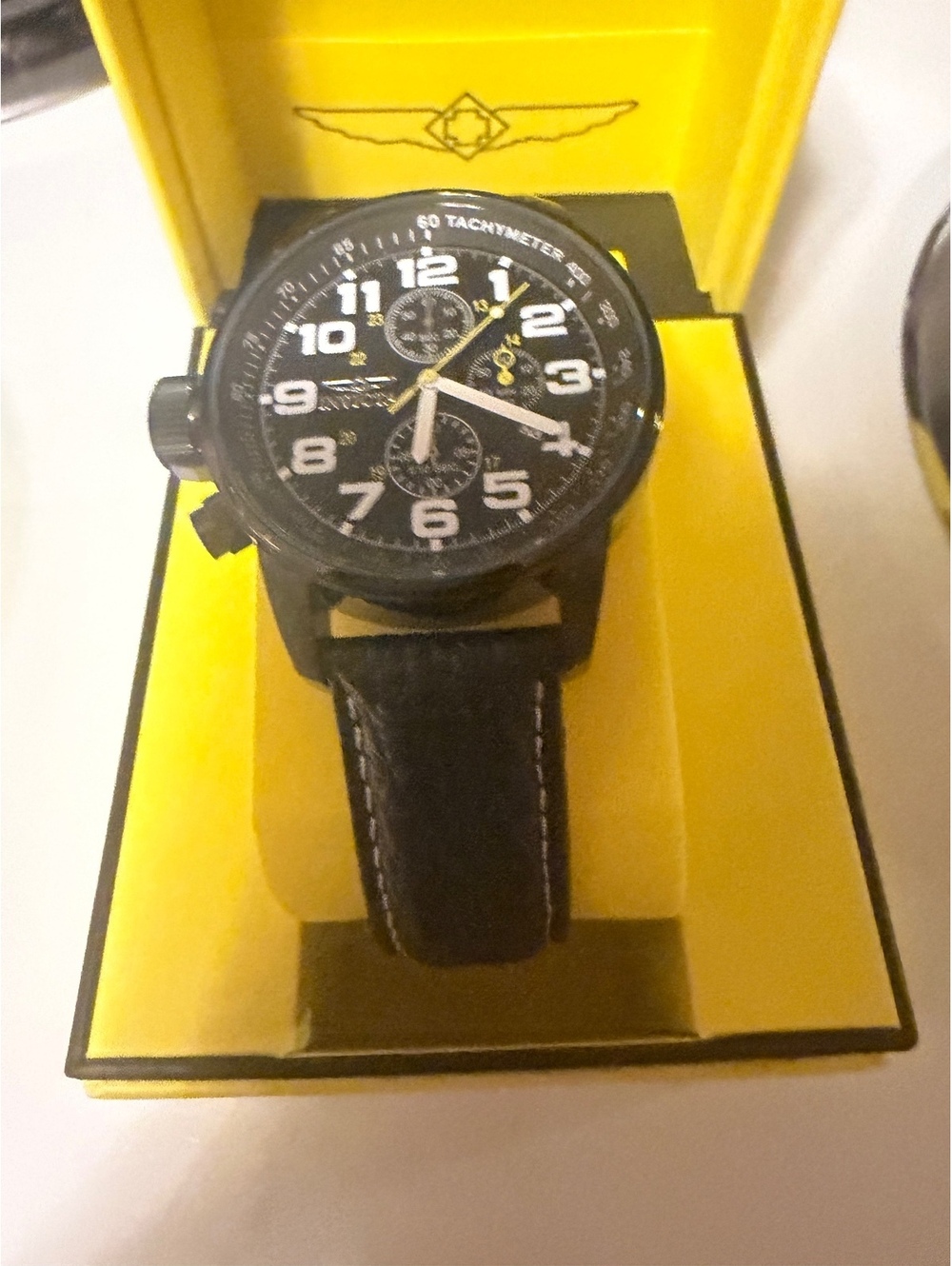 INVICTA I-FORCE LEFTY MENS WATCH 46mm BLACK W/ BLACK SNAKESKIN LEATHER BAND $329
